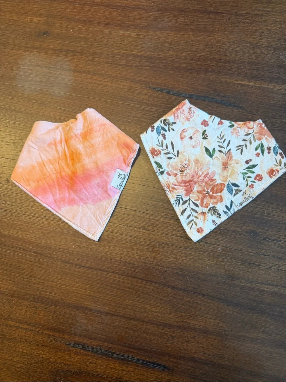 Floral & Coral Baby Bandana bibs copper pearl